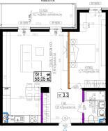 Квартира № 3.3 (58,05 м2), Лодзь